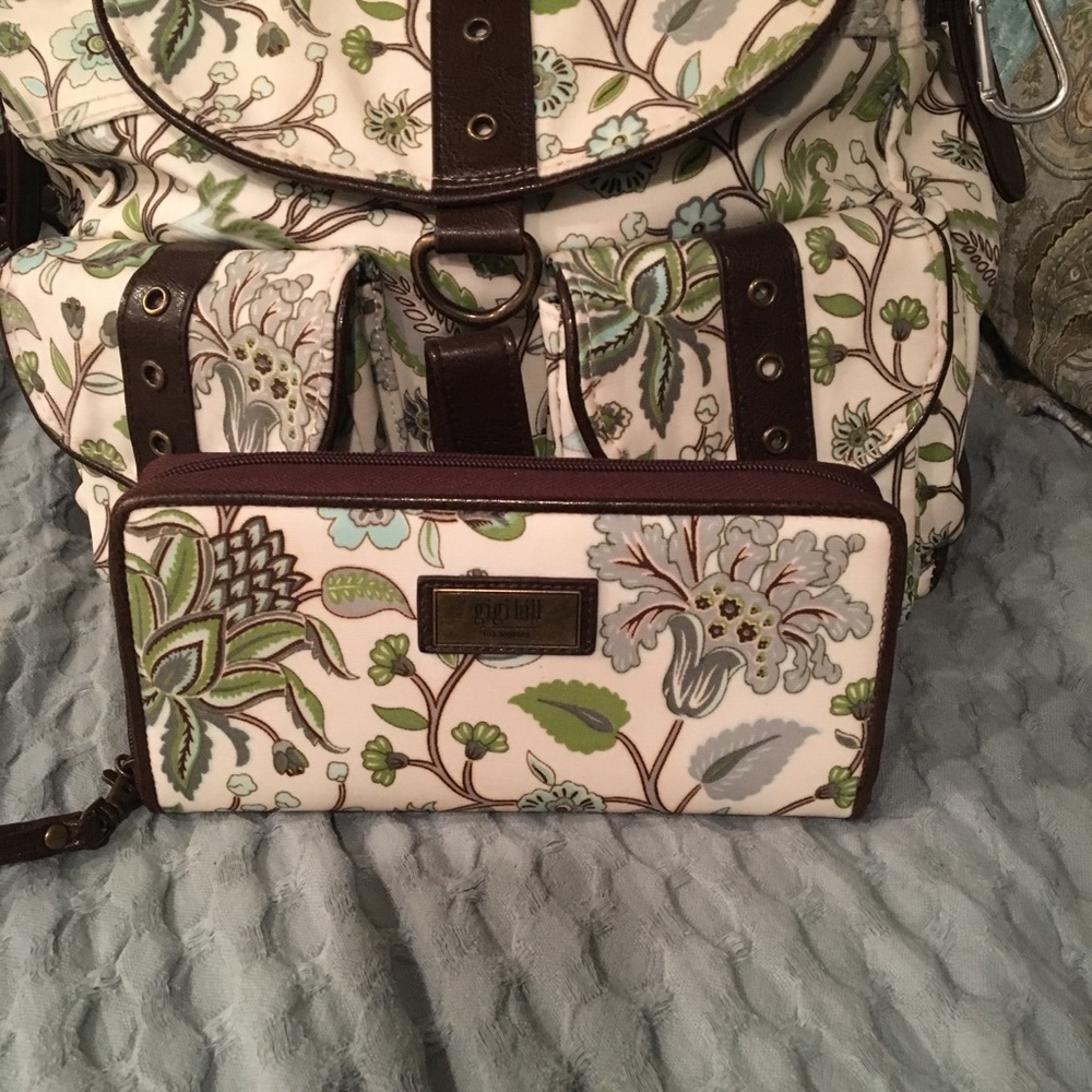 GiGi Hill diaper bag with backpack straps & wallet